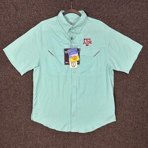 Pro Celebrity Texas A&M Fishing Shirt NWT Men M Green Aggies UPF 40 Short Sleeve
